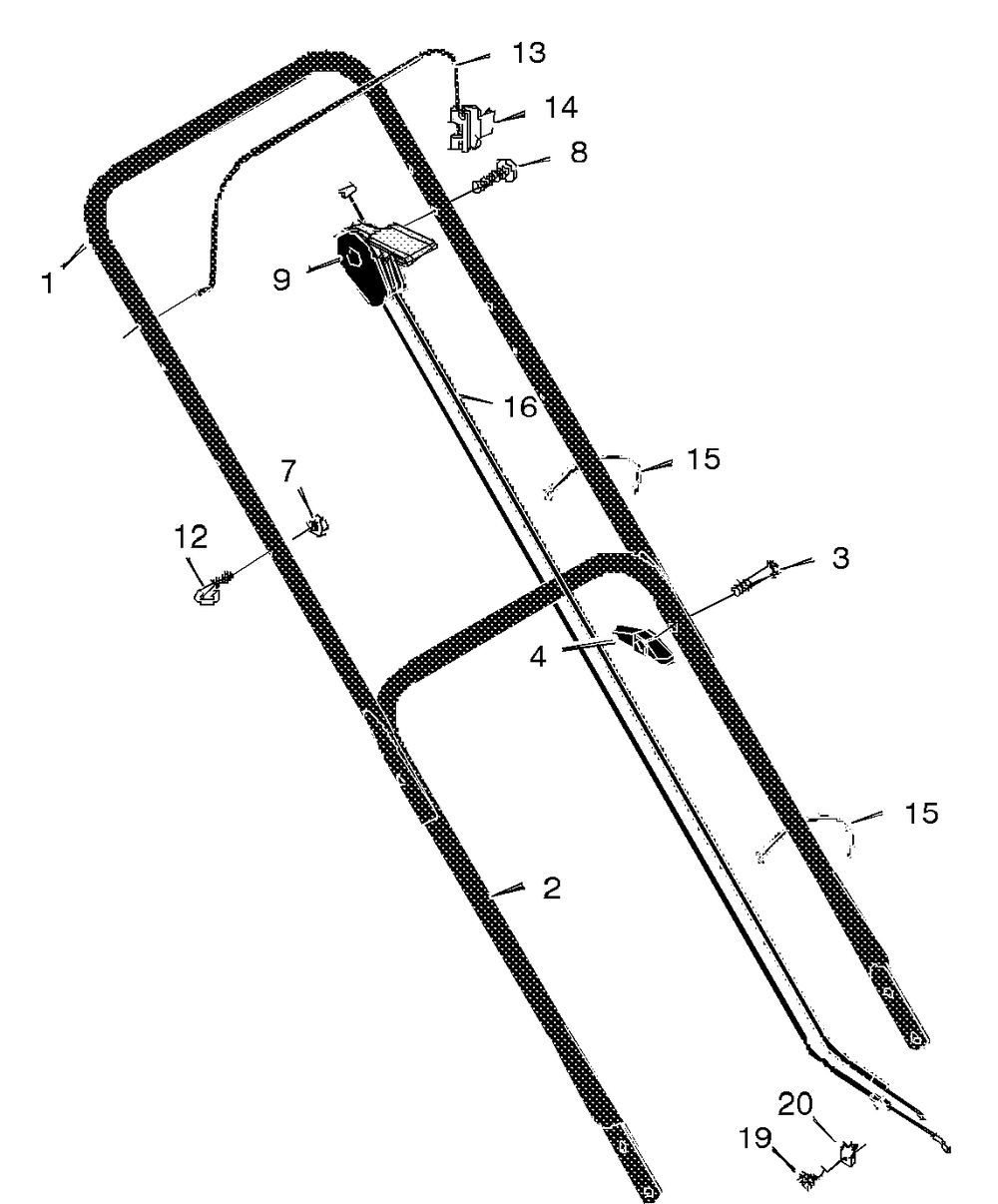 Handle Assembly Diagram and Parts List for 22276X92A 1997 Briggs and Stratton Lawn Mower